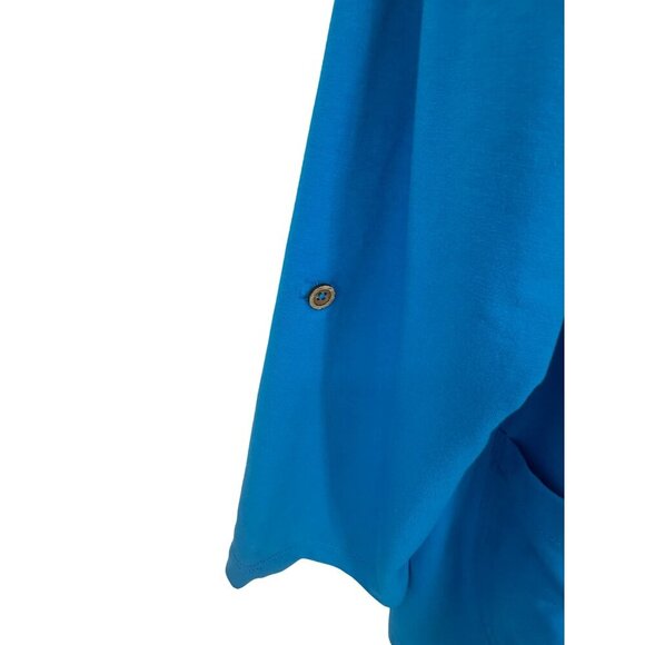 Susan Graver Resort Bright Blue French Terry Jacket or Cover Up with Hood Sz 1X - Picture 3 of 11